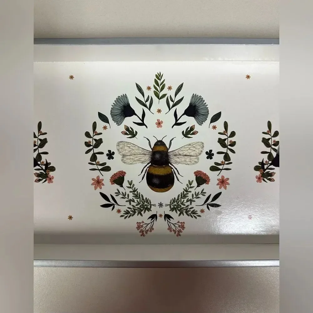 PPD White Blue Black Gold Secret Bee Lacquered Vanity Tray